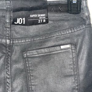 Armani Exchange super skinny mid rise J01 black coated 5 pocket pant NWT 27 reg